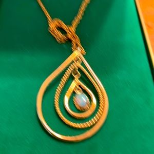 L Fonts ltd Designer Collection multi teardrop with stone in center necklace